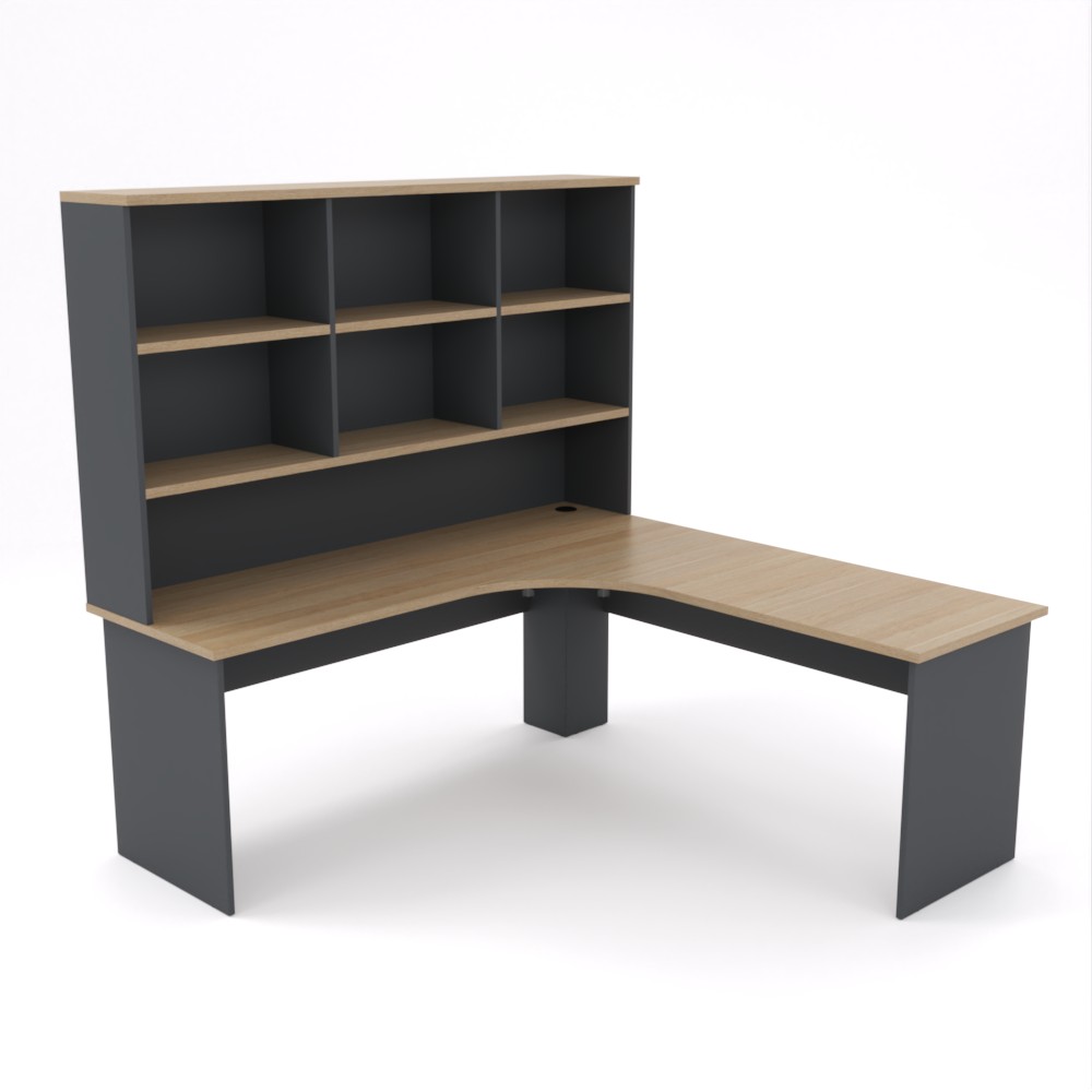 Eko Corner Desk - with Bookshelf Hutch